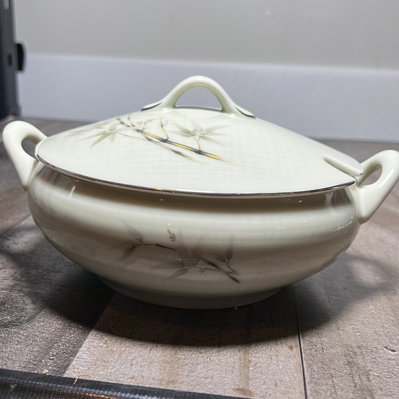Vintage Seyei Fine China Porcelain Bamboo Garden Covered Serving Bowl Japan - Picture 6 of 9